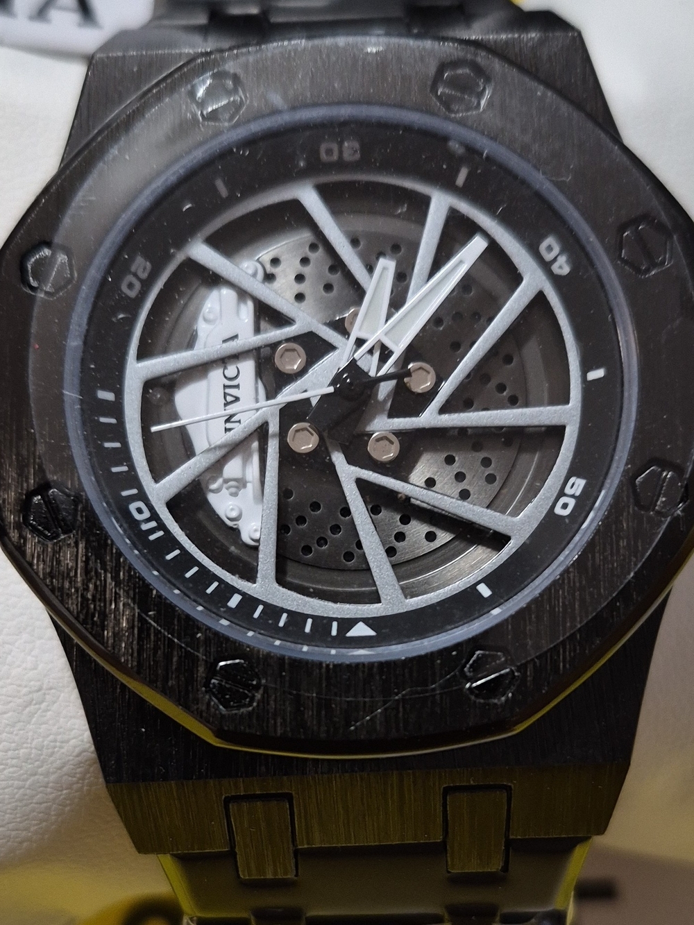 Invicta Speedway Rim Men's Stainless Steel Skeleton Dial Watch